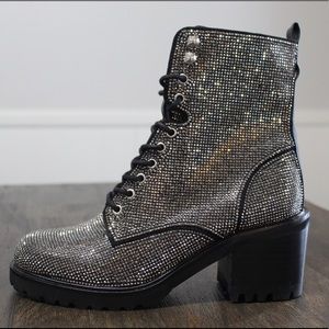 Steve Madden Bradlie Rhinestone Lace Up Boot